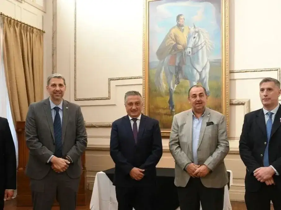 Pereyra, Durando, Curado, Poletti y Olivares en la Bolsa de Comercio de Santa Fe. Foto: Flavio Raina