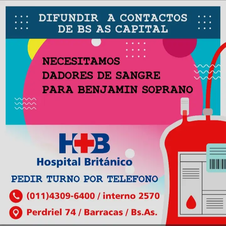 Se necesitan dadores de sangre para Benjamín.