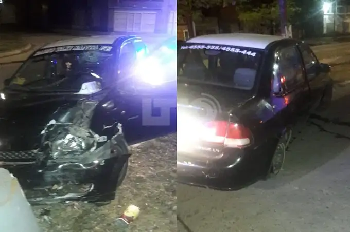 Un taxista perdió el control y se incrustó en una columna de luz