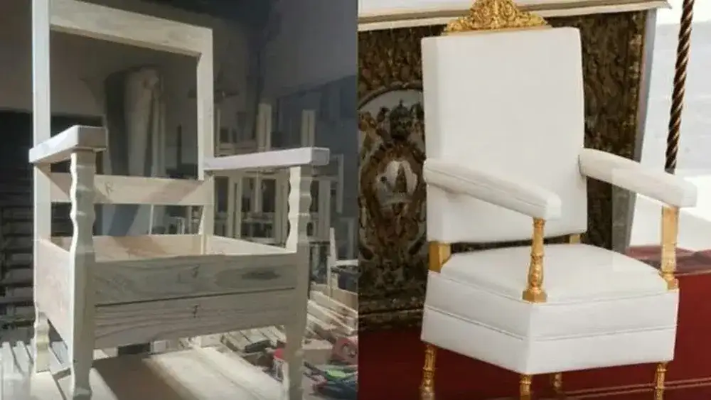 El sillón fabricado para el papa León XIV (FOTO: El Civismo.)