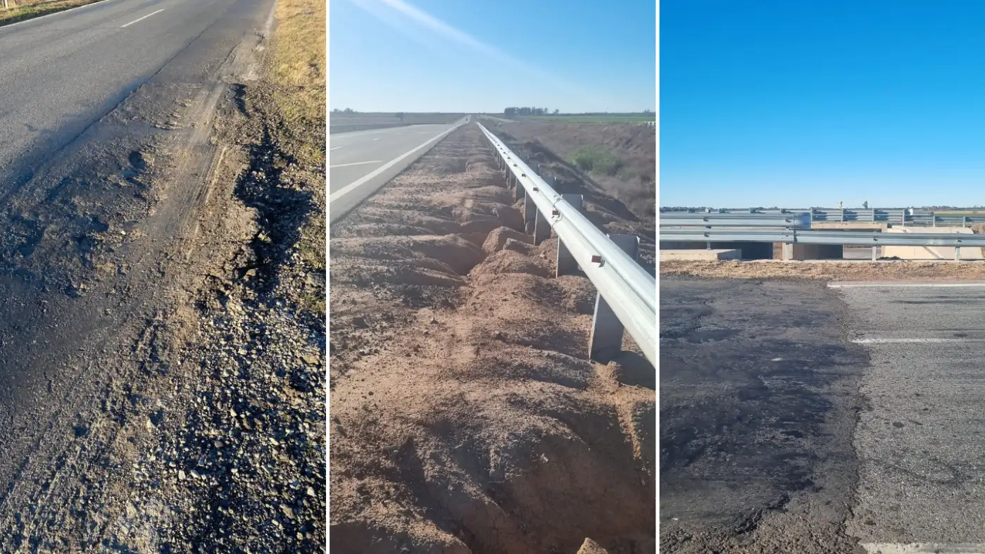Pozos, banquinas descalzadas, la falta de mantenimiento y la paralización de obras y el aumento de la siniestralidad marcan una preocupación en la región.