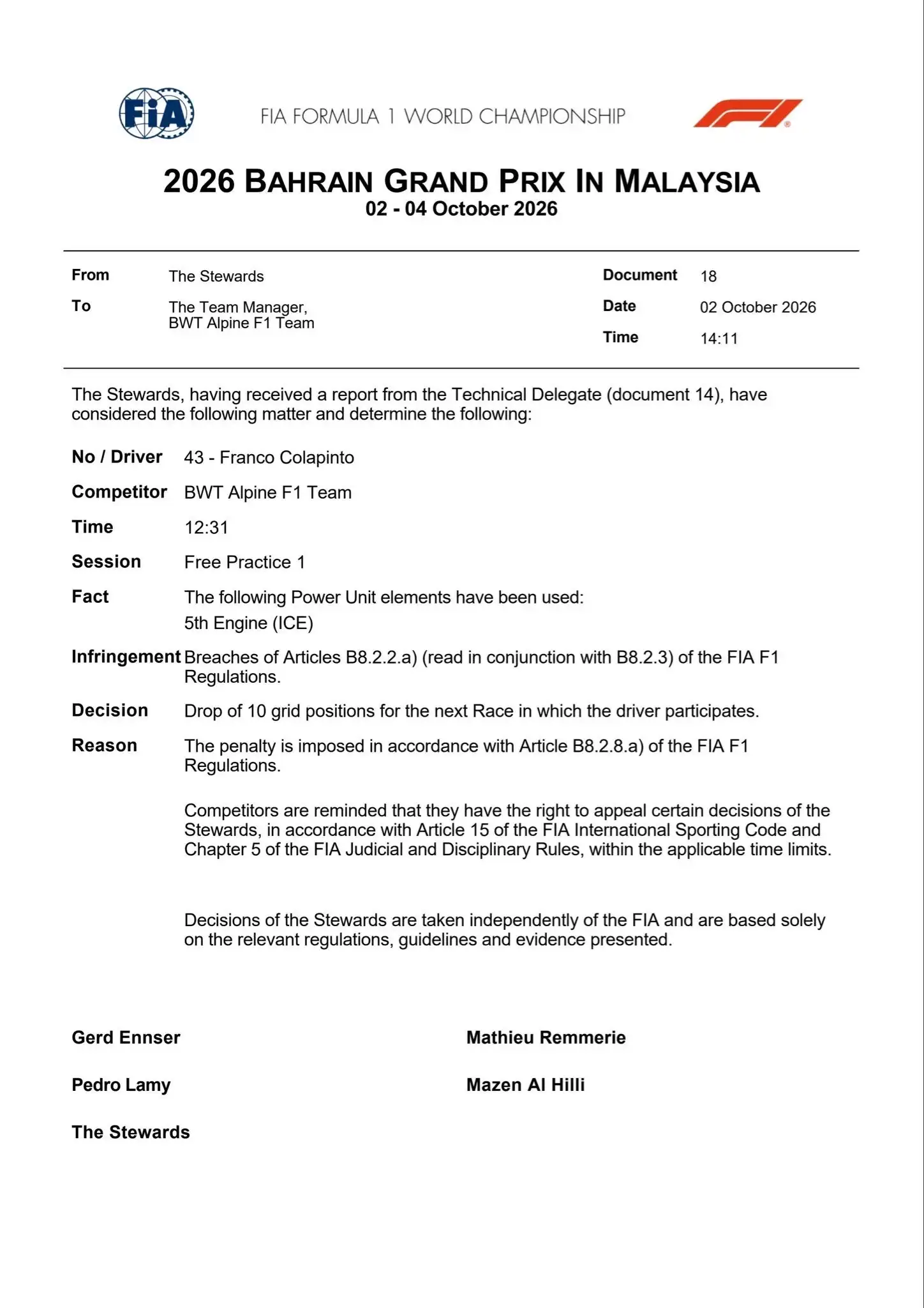 f1 - 1