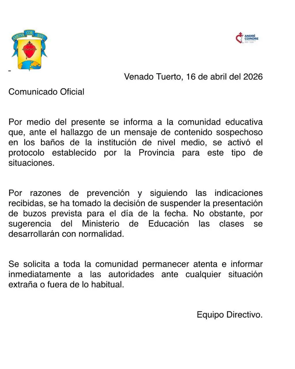 comunicado Sagrado