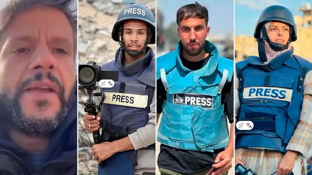 Hussam al-Masri (camarógrafo de Reuters), Mohamed Salameh (camarógrafo de Al Jazeera), Moaz Abu Taha (reportero de NBC), Mariam Dagga (periodista gráfica independiente de 33 años que colaboraba con Associated Press)