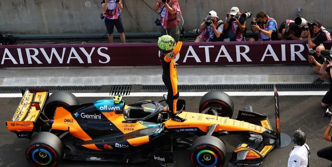 Norris celebra la pole position. Reuters
