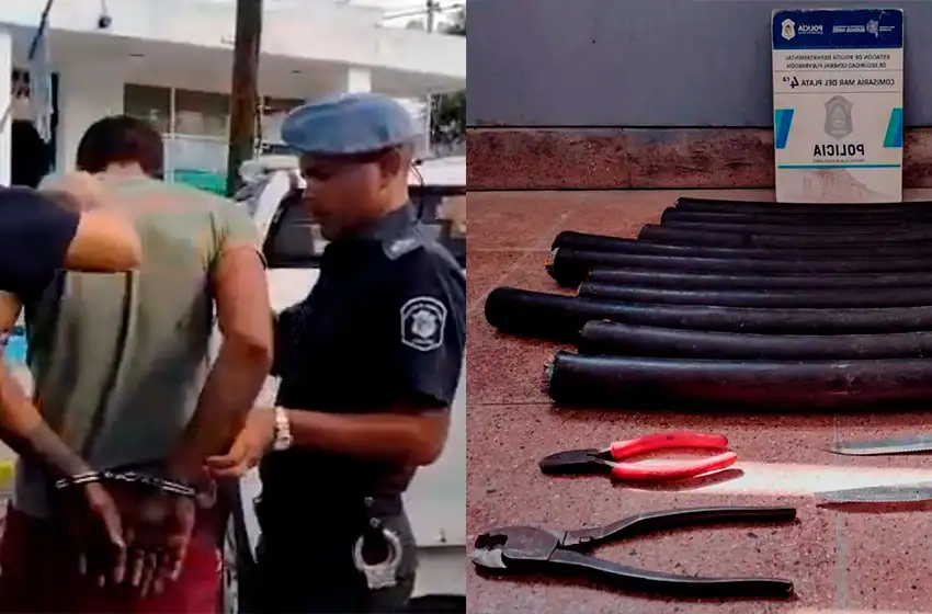 Robó once tramos de cable de fibra óptica: lo atrapan con pinza en mano