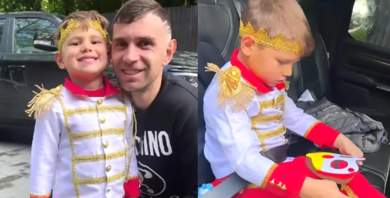 El hijo el Dibu Martínez se disfrazó para la coronación del rey Carlos III y las redes explotaron de ternura