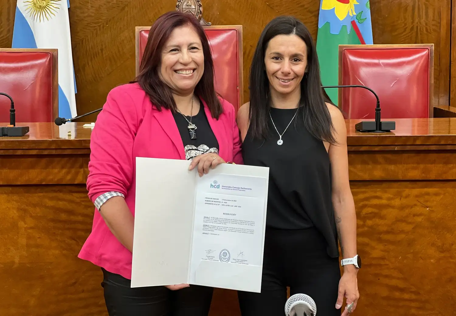 En el Concejo se entregó una declaración de interés a los responsables de la carrera de Enfermería.