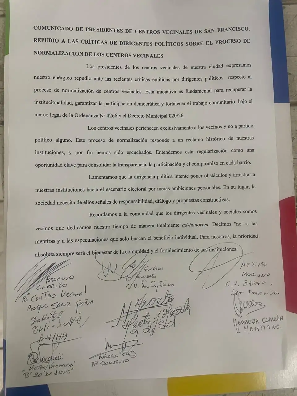 centro vecinales