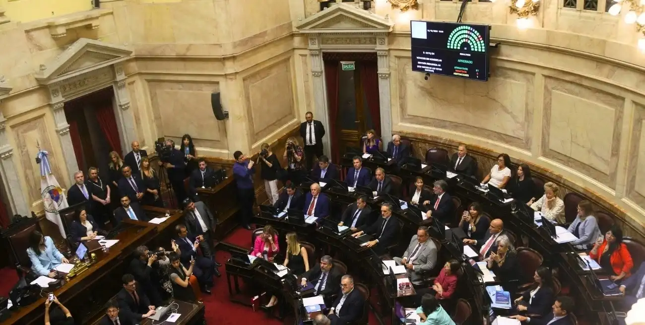 La expulsión de Edgardo Kueider recibió el voto a favor de 61 senadores, solo 6 lo hicieron en contra, y tan solo hubo una abstención. Foto: NA / Daniel Vides.