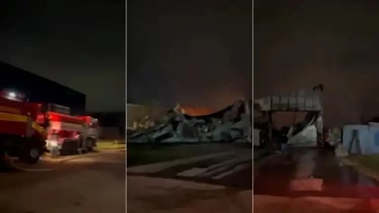 Voraz incendio en una fábrica de muebles en Moreno
