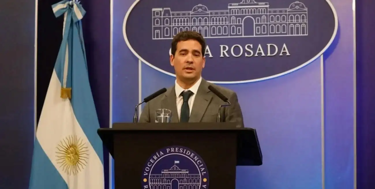 El vocero Ravier encabezó el encuentro con periodistas este martes en Casa Rosada.