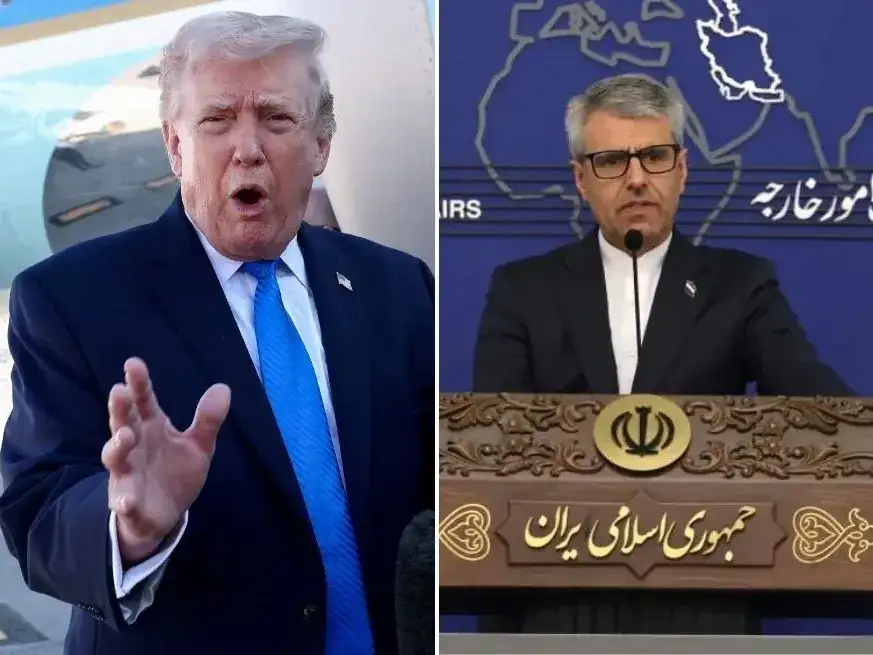 Donald Trump, presidente de Estados Unidos, y el portavoz del Ministerio de Asuntos Exteriores iraní, Esmaeil Baghaei. Crédito: Reuters y ATTA KENARE)