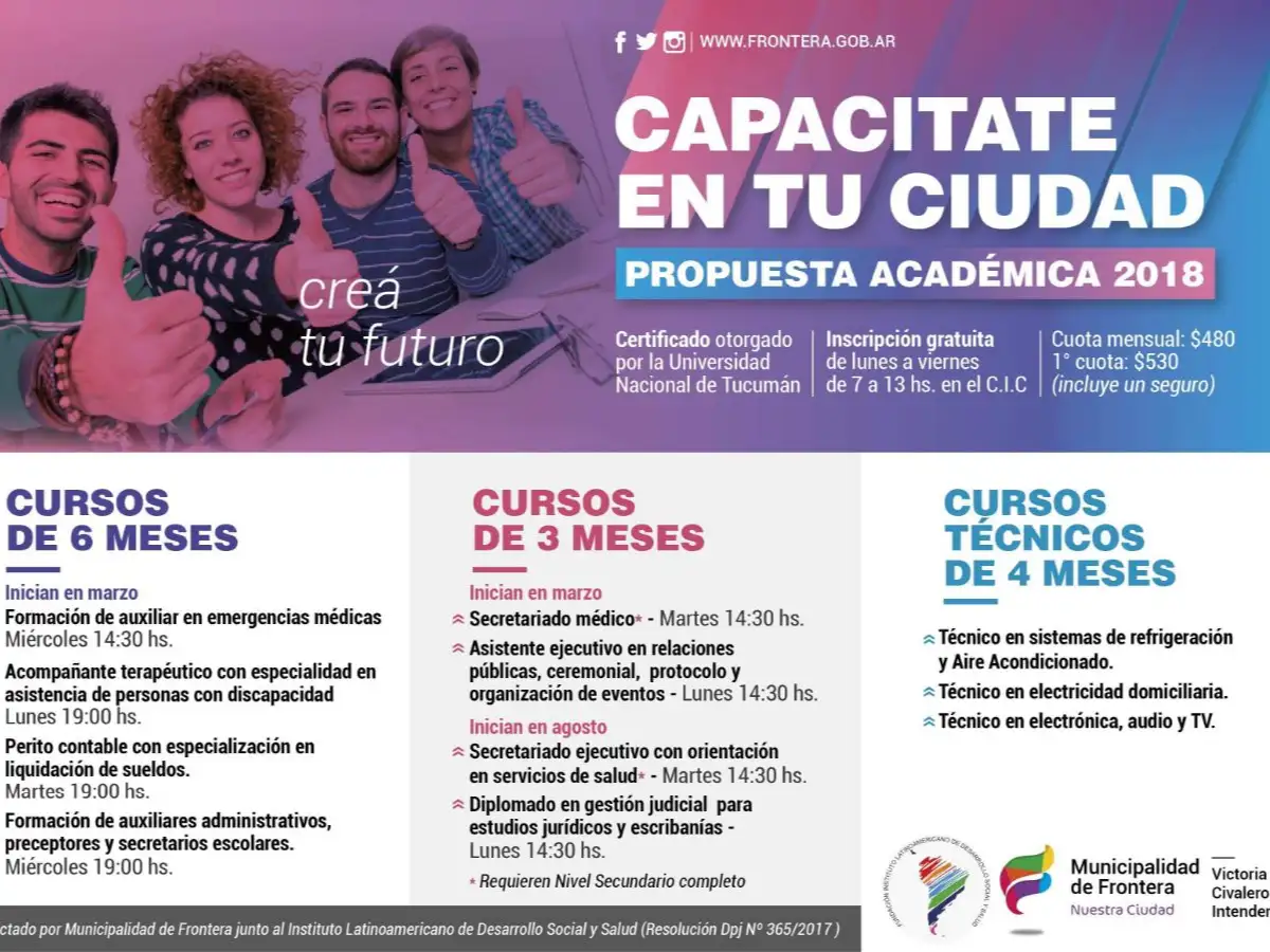 Frontera inscribe para cursos  de rápida salida laboral  