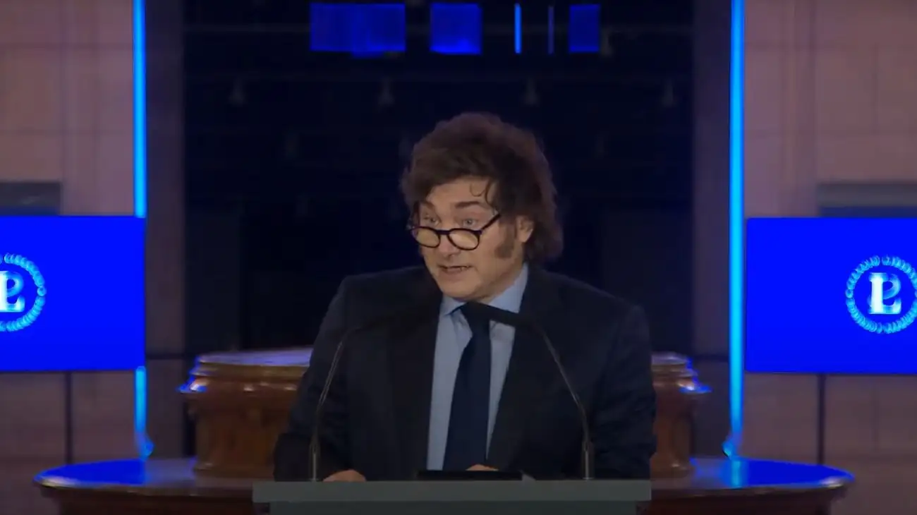 Javier Milei este sábado en el ex Centro Cultural Kirchner.
