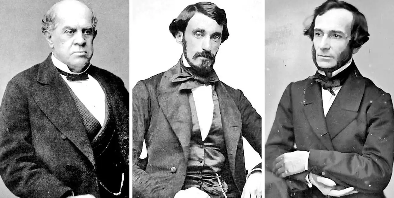 Sarmiento, Mitre, Alberdi, los próceres liberales de nuestra historia. Fotos: Archivo