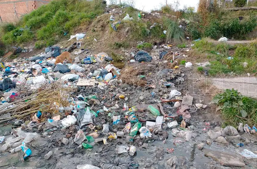 Barrio Fortunato de La Plaza: vecinos denuncian un microbasural con una pérdida de cloacas