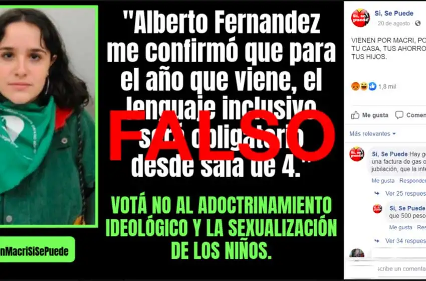 No, Ofelia Fernández no dijo: “Alberto Fernández me confirmó que el lenguaje inclusivo será obligatorio desde sala de 4”