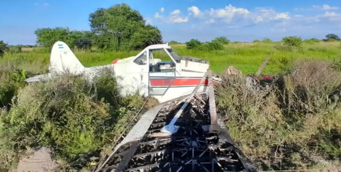 Así quedó la aeronave tras el siniestro.