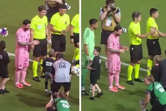 El capitán argentino conversó con el pequeño y posó para una fotografía, en una escena que se viralizó en las redes sociales.