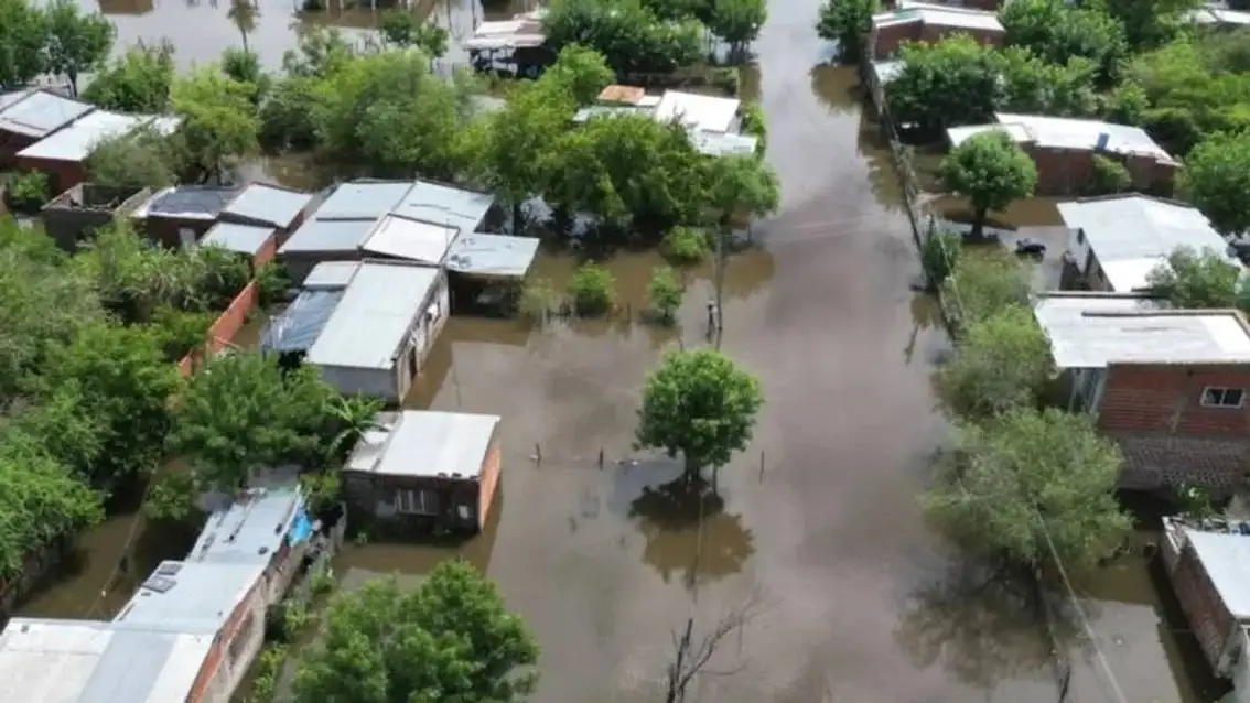 Inundación en San Luis del Palmar. (Foto: NA)