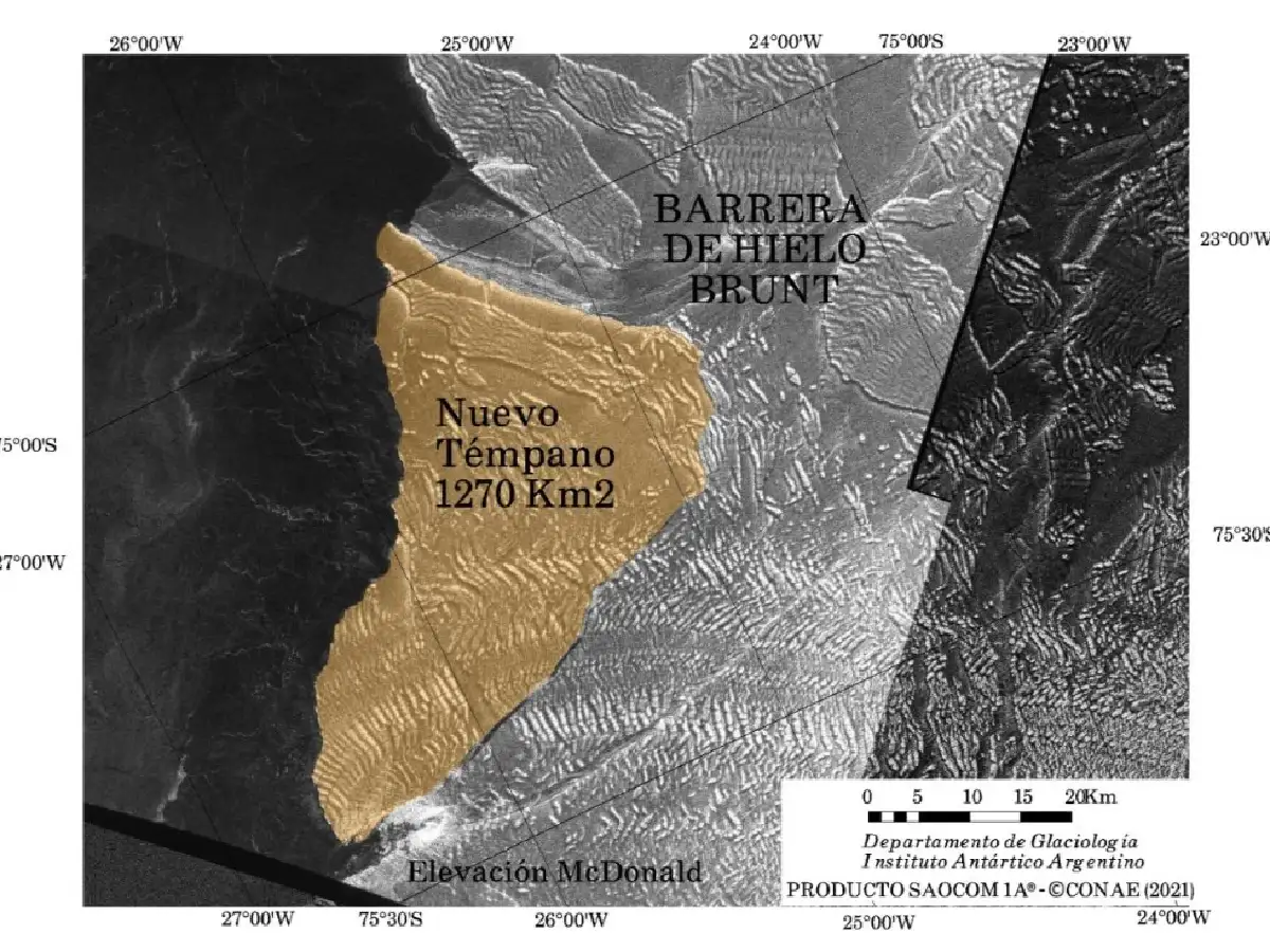 Detectan el desprendimiento de un témpano de más de mil kilómetros cuadrados en la Antártida