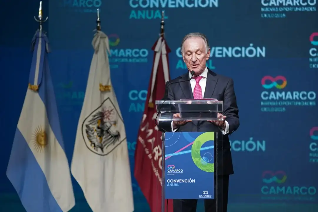 Gustavo Weiss, en la reciente convención de la entidad, a la que el gobierno vació de funcionarios.