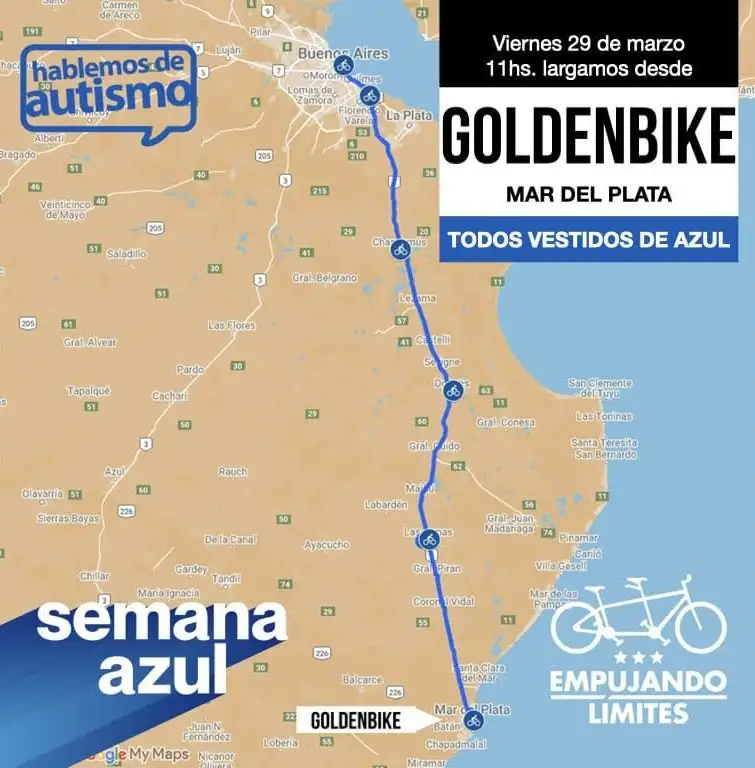 Recorrido que realizaran los ciclistas marplatenses.