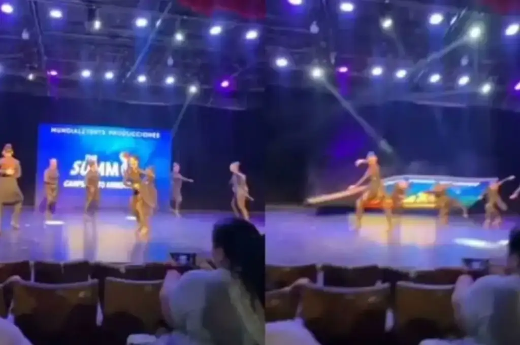 Una pantalla cayó sobre bailarinas