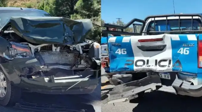 Insólito: chocaron un patrullero de la policía y una camioneta del Ejército en Neuquén