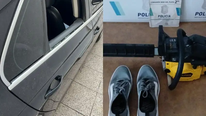 La motosierra marca Class y un par de zapatillas Vans sustraídas.