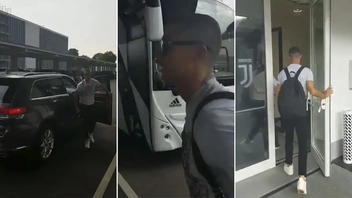 Cristiano Ronaldo llegó a su primer entrenamiento en la Juventus