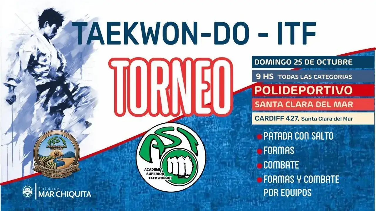 Santa Clara del Mar será sede de un convocante torneo de Taekwondo.