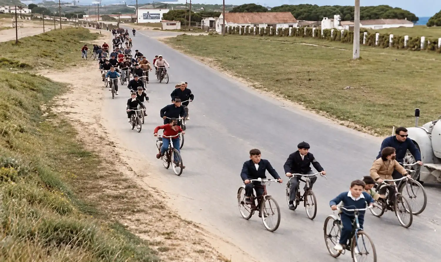 Caravana del año 1965, cerca del Alfar. FOTO: Don Orione.