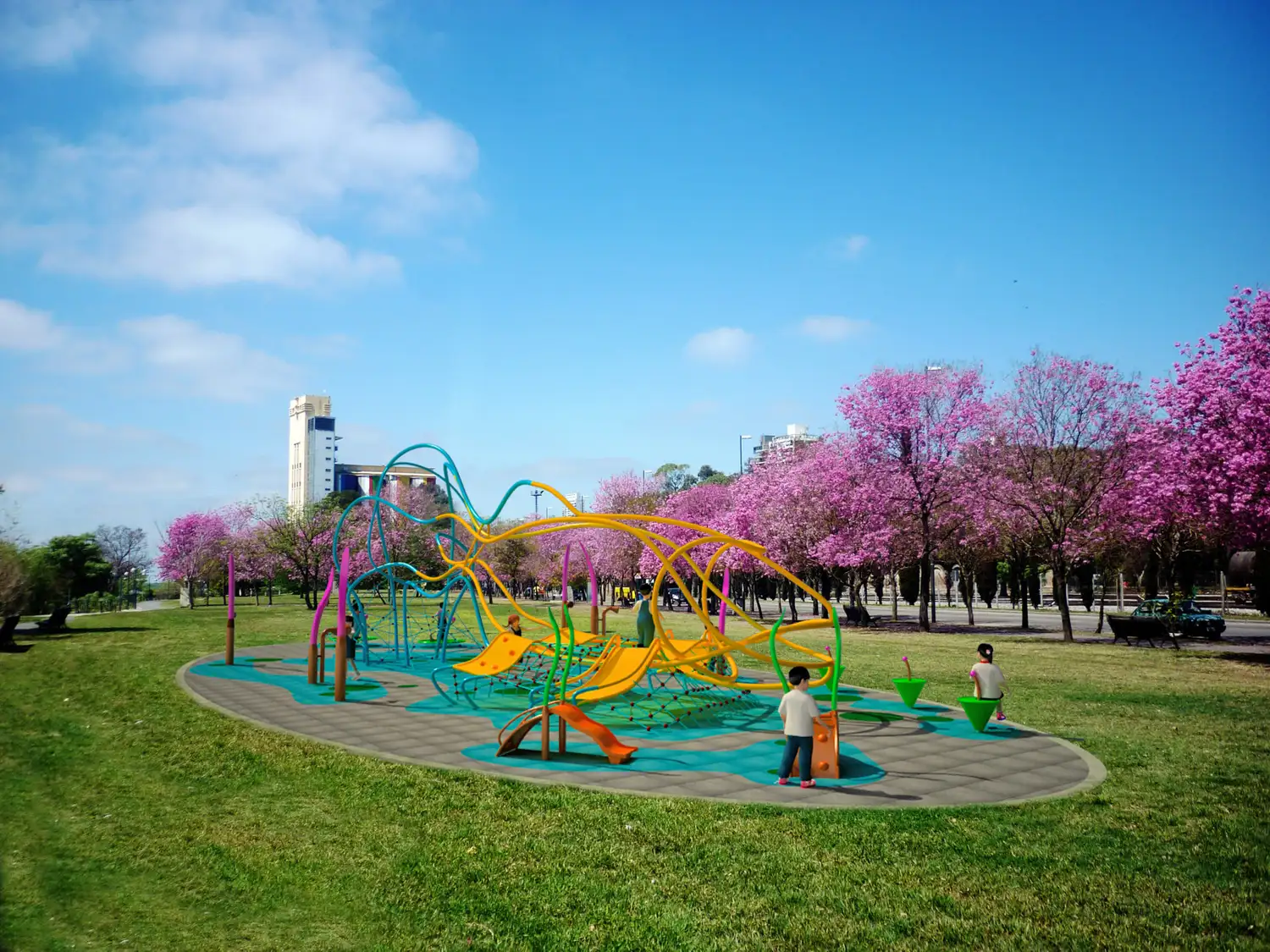 Rosario estrena una novedosa escultura lúdica en el parque Scalabrini Ortiz