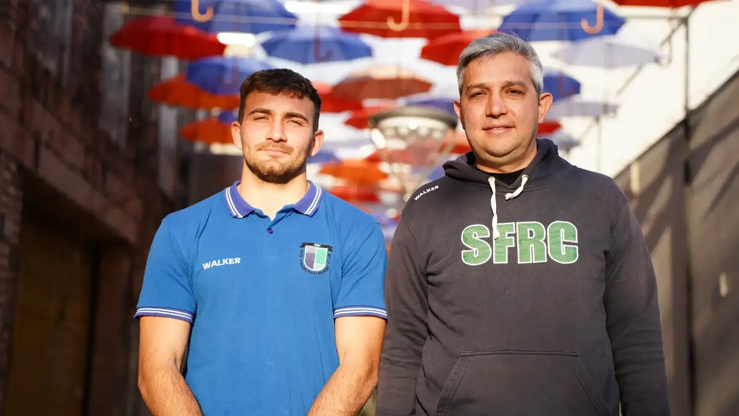 Ignacio Caccharelli, capitán de los Charabones, junto a Nicolás Pinha, presidente del San Francisco Rugby Club.