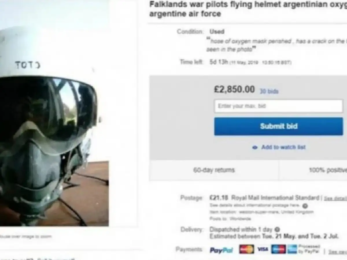 Subastaron en Londres el casco de un ex combatiente de Malvinas