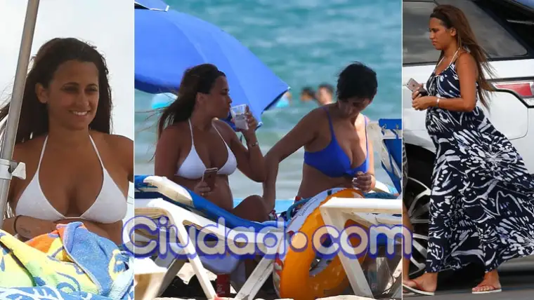 Antonella Roccuzzo y su pancita de 6 meses en las playas de Barcelona