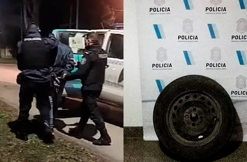 Hombre con antecedentes rompió un auto para robar la rueda de auxilio