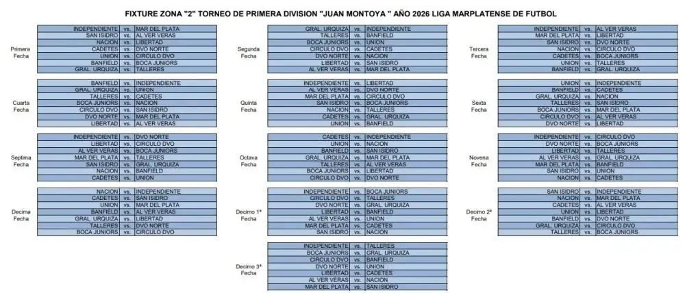 FIXTURE LIGA LOCAL - 1
