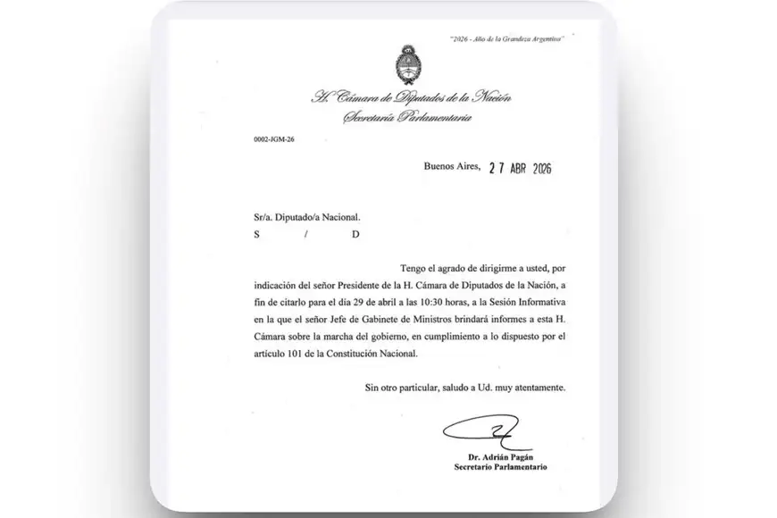 La citación de la Cámara.