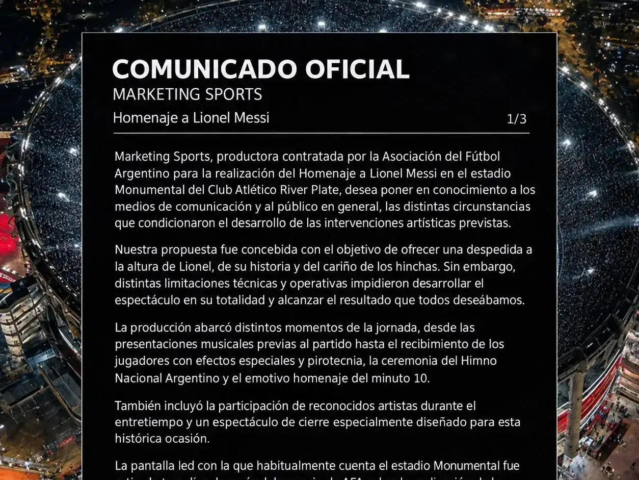 Polémica por la despedida de Messi: la productora denunció a River y el club respondió