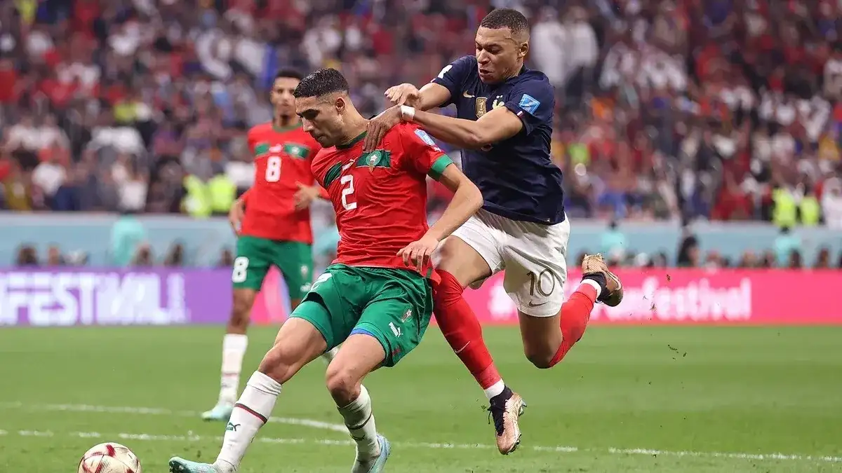Hakimi y Mbappe en la semifinal de Qatar