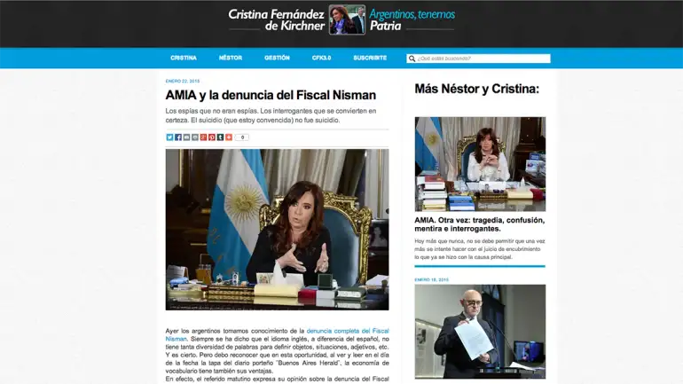 Cristina Kirchner: “El suicidio (que estoy convencida) no fue suicidio”