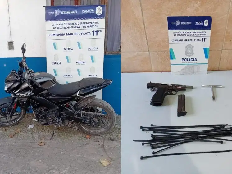 El hombre tenía en su poder una pistola Browning calibre 9 mm con cargador sin proyectiles, una yuga en forma de T y 16 precintos plásticos de color negro.