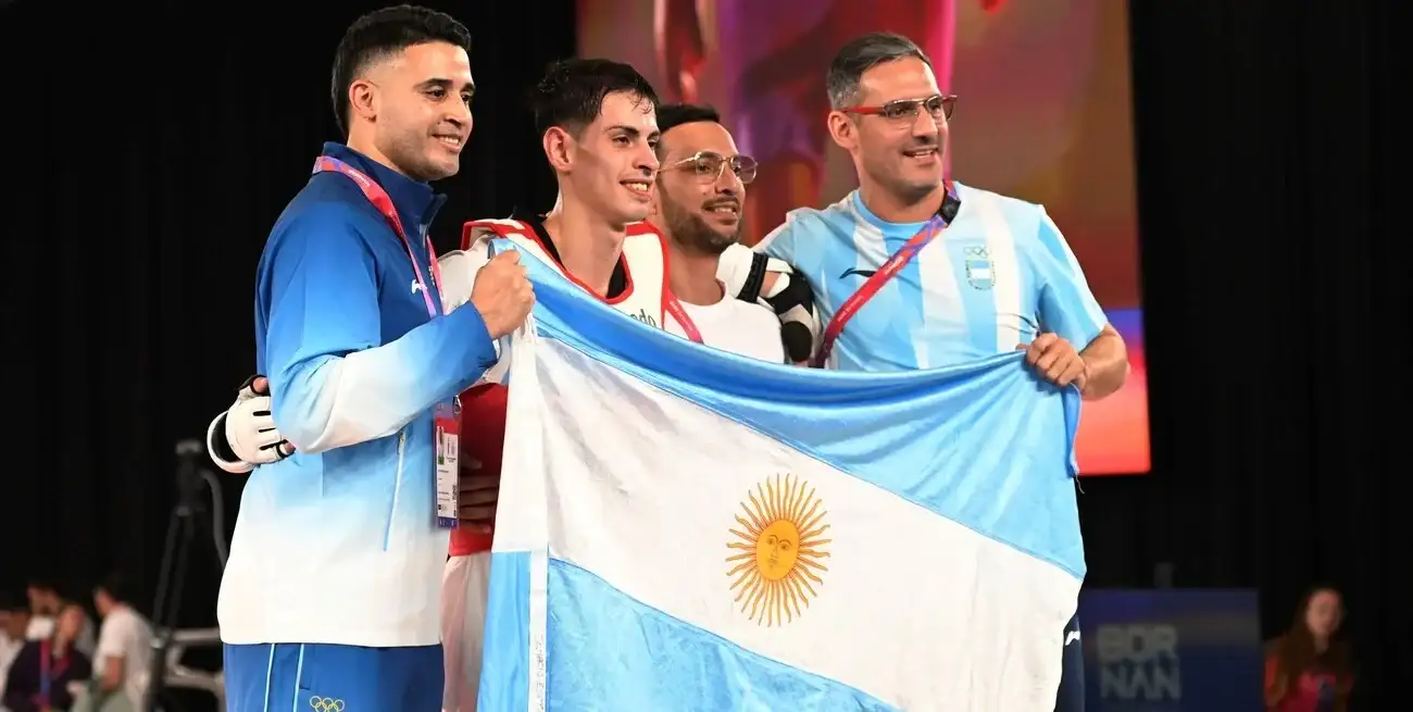 El representante neuquino completó un recorrido impecable en la categoría Kyorugi Masculino de 58 kg a 68 kg. Foto: JJSS