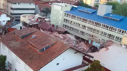 Vista desde el aire del derrumbe