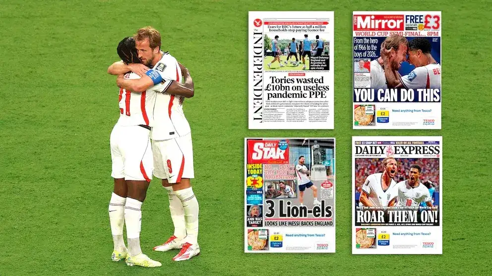 Así reflejan los diarios ingleses la previa de la semifinal con Argentina: "No llores por mí, Argentina"