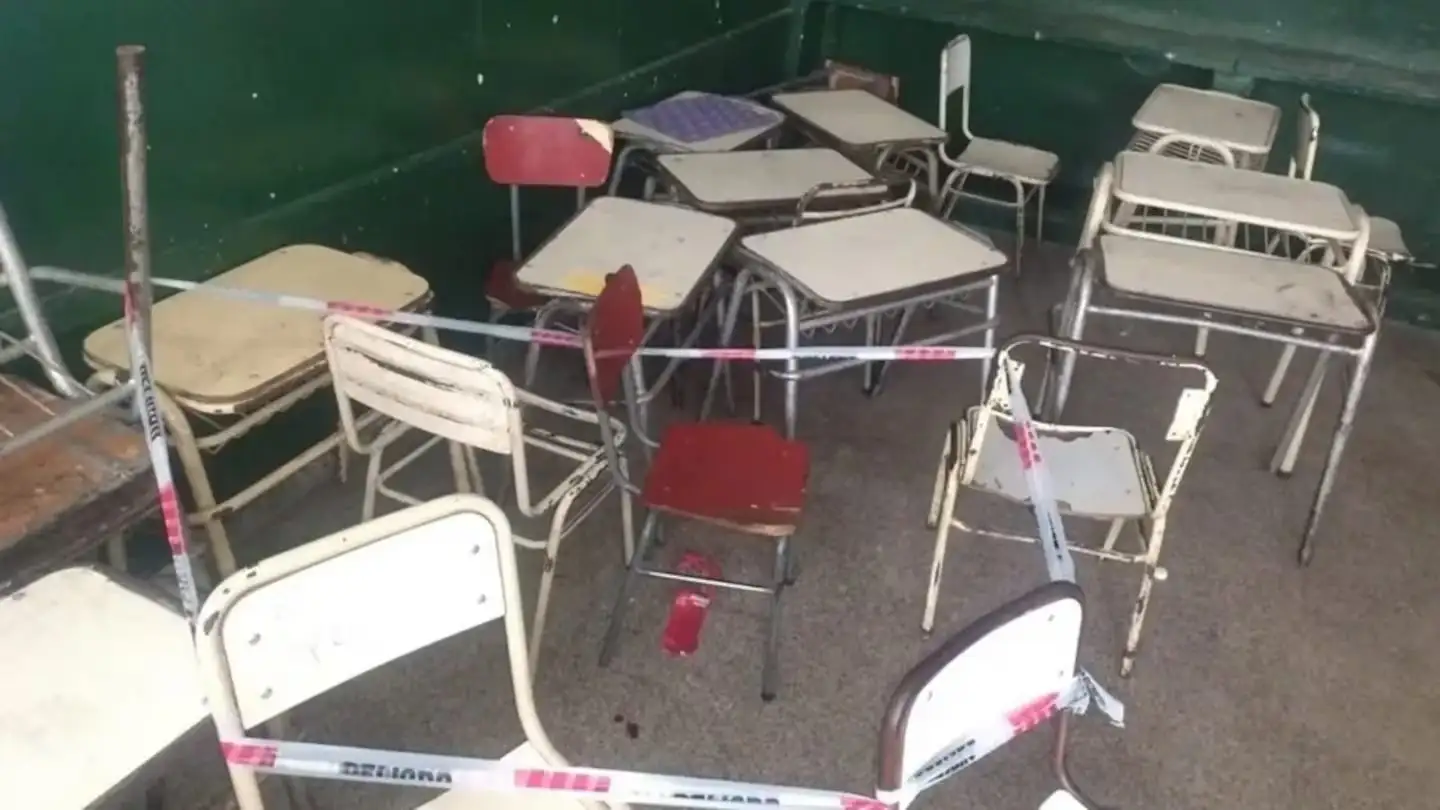El aula donde ocurrió el ataque, en Tucumán. (Foto: gentileza La Gaceta).