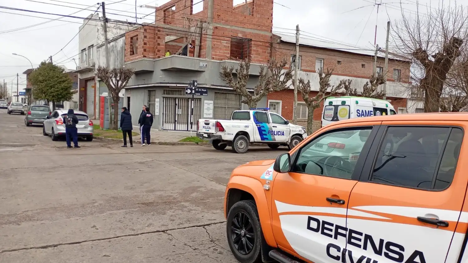 La obra donde ocurrió el luctuoso accidente está ubicada en 25 de Mayo y Bahía Blanca.